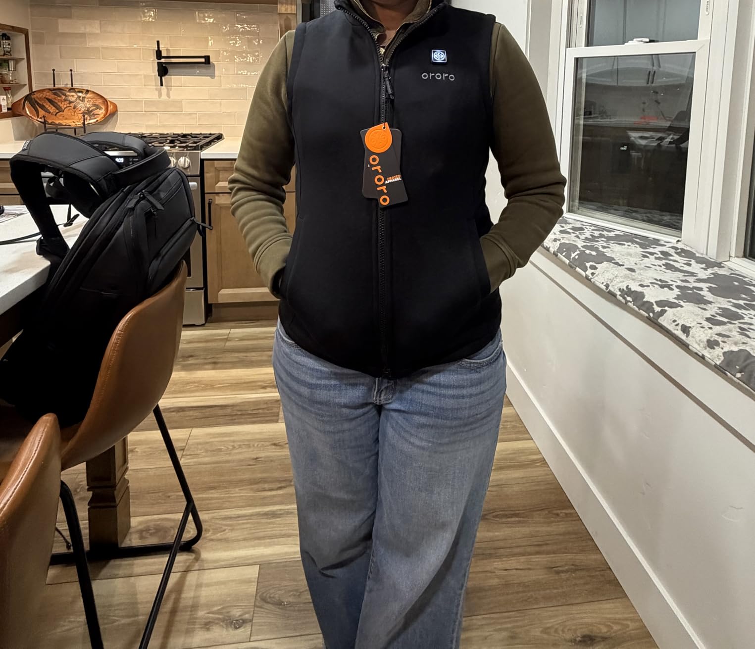 ORORO [Upgraded] Women's Heated Fleece Vest with Heated Collar and Battery, Lightweight Heating Vest Fleece customer photo 2