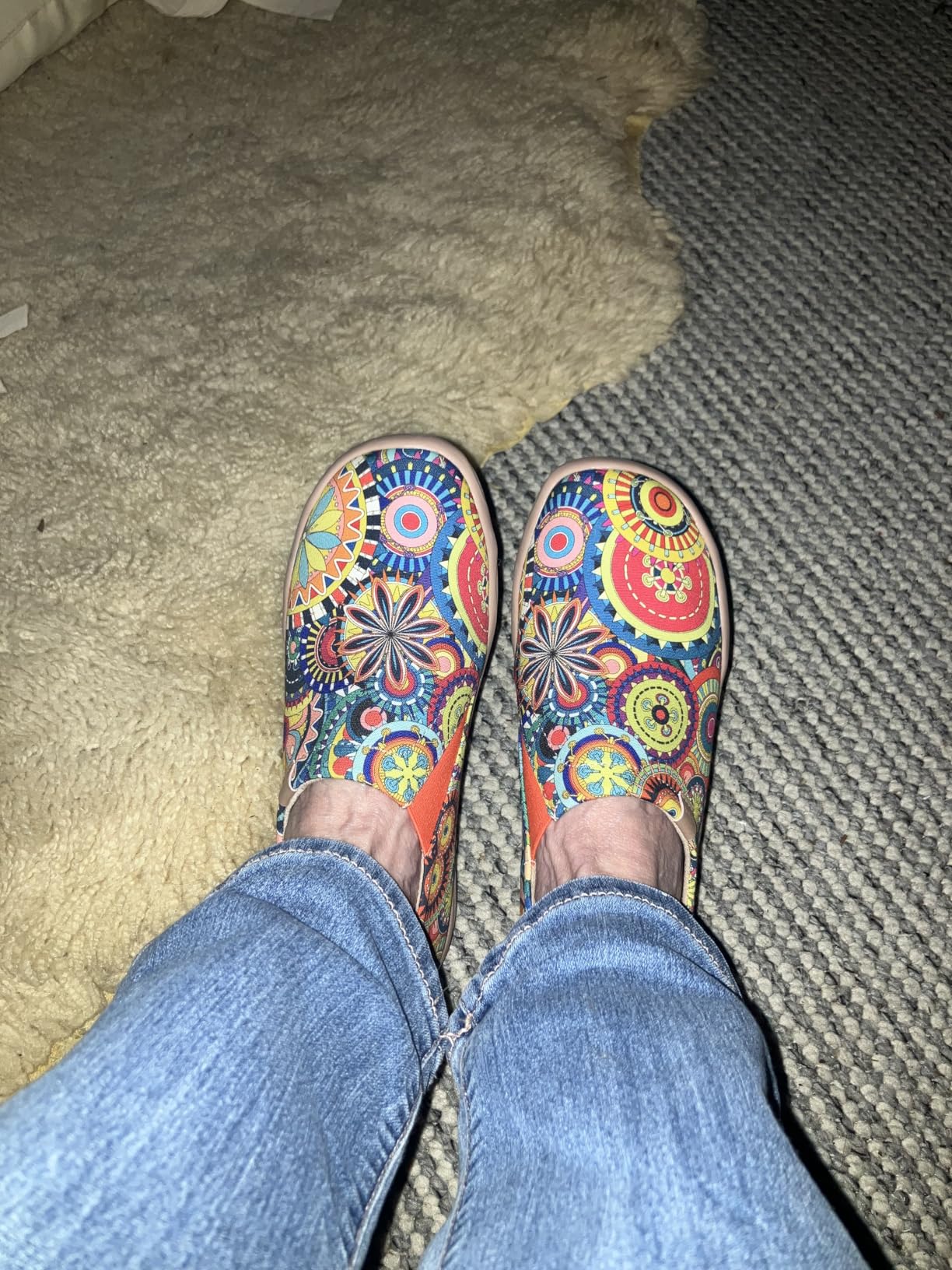 UIN Women's Blossom Slip On Shoes Colorful Comfortable Lightweight Art Travel Sneakers Casual Floral Stylish Everyday Loafers customer photo 1