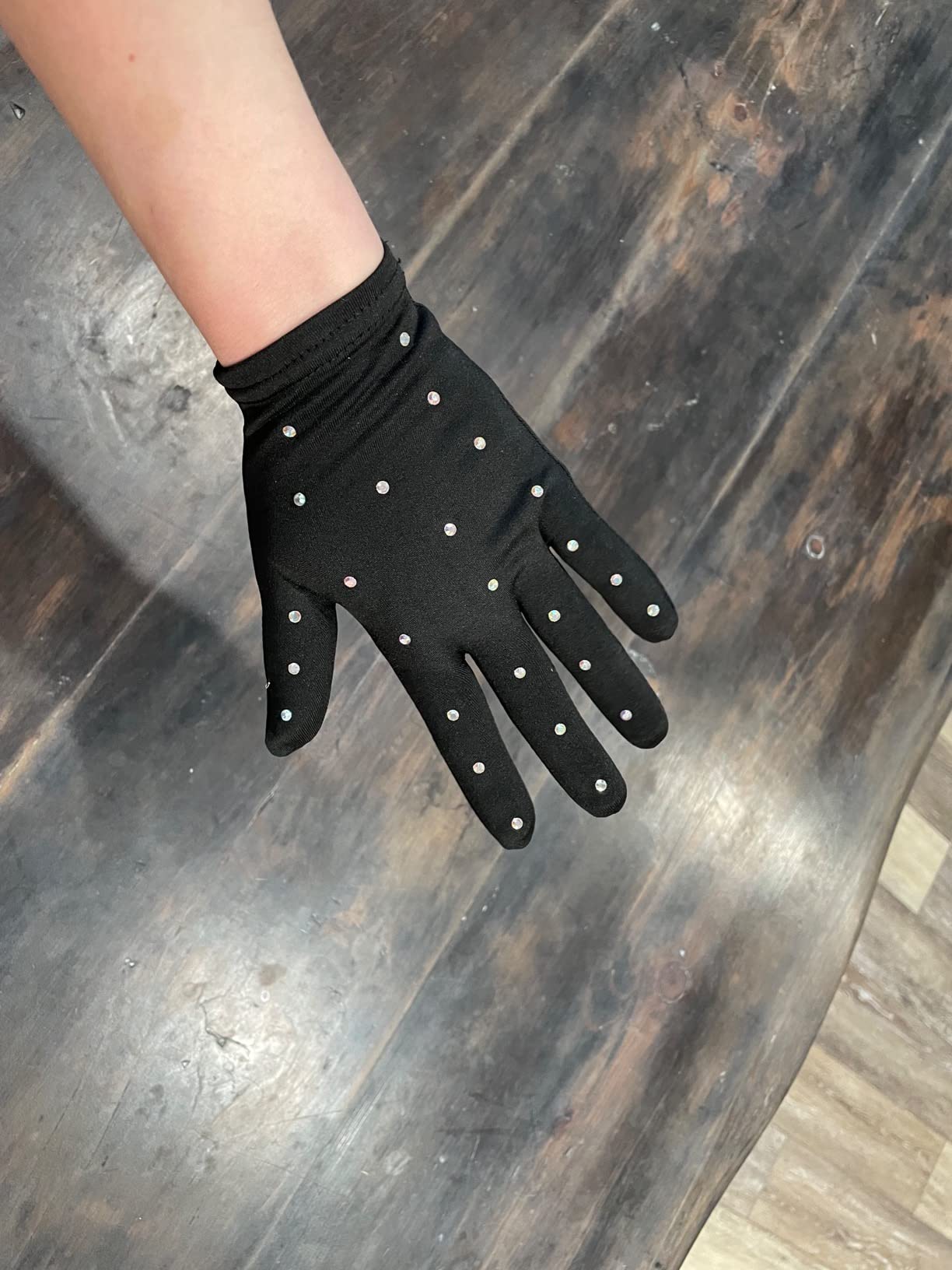 Skating Spirit Thermal Figure Skating Competition Gloves (1 Pair) Sparkle Rhinestone Decoration, for Performance Show Dance customer photo 1