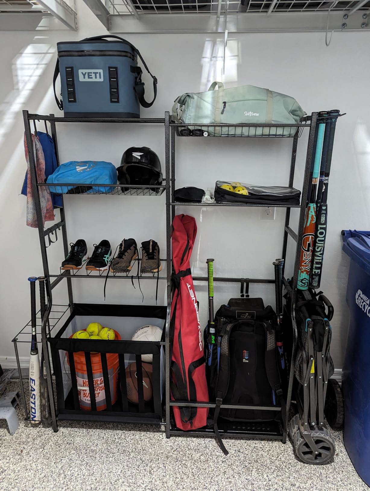 Mythinglogic Garage Sports Equipment Storage, 2 Golf Bag Storage Stand and Other Sports Equipment Storage Rack, Garage Organizer System customer photo 2