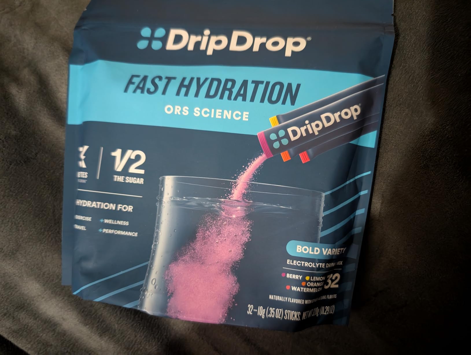 DripDrop Hydration Packets - Juicy Variety Pack - Single Serve Electrolytes Powder Drink Mix - Grape, Fruit Punch, Strawberry Lemonade, Cherry - Non-GMO, Gluten Free, Vegan - 32 Sticks customer photo 2