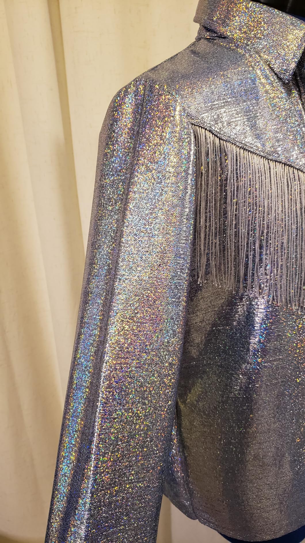 Shattered Glass Hologram Fabric by The Yard Width 58Inches Entelare (White/Silver 1yard) customer photo 1