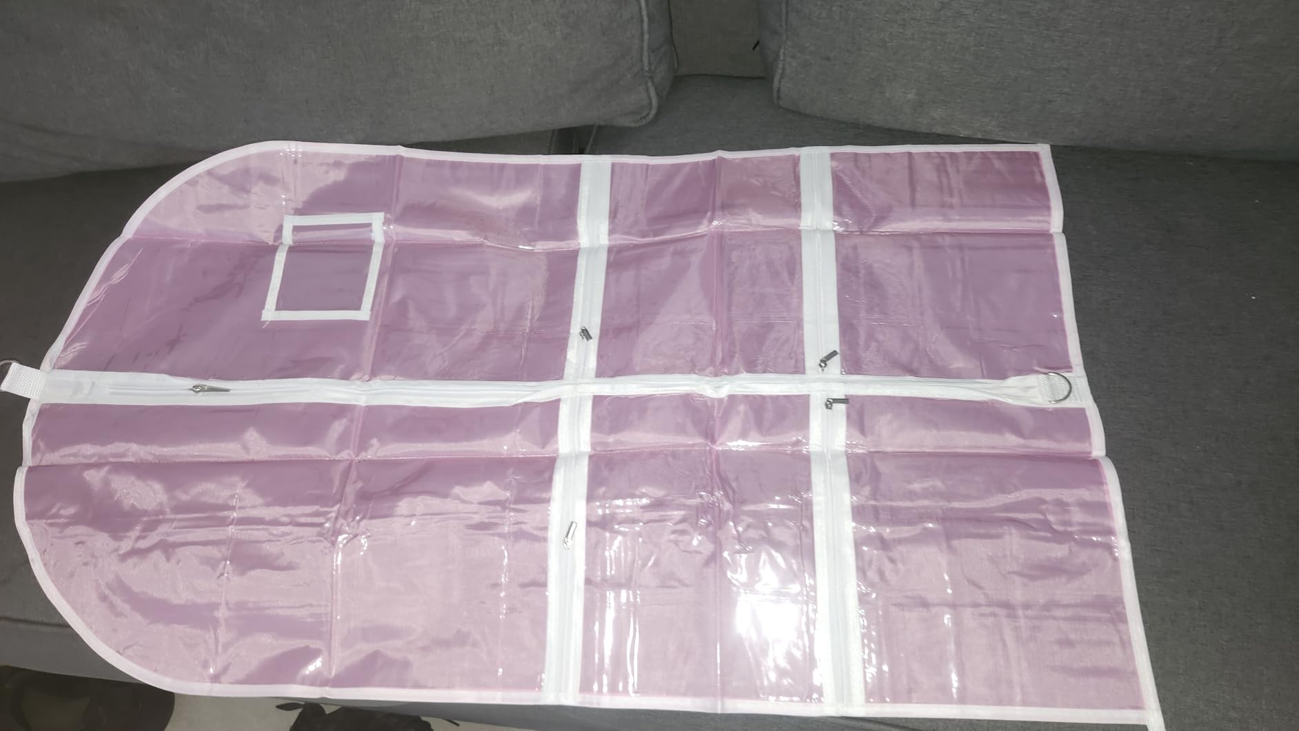 Pink Kids Dance Garment Bag for Hanging Clothes, 37 Inch Waterproof PVC Travel Garment Bag with 3 Pockets for Dance Costumes, Sports, Skating, Theatre, Beauty Pageants customer photo 2
