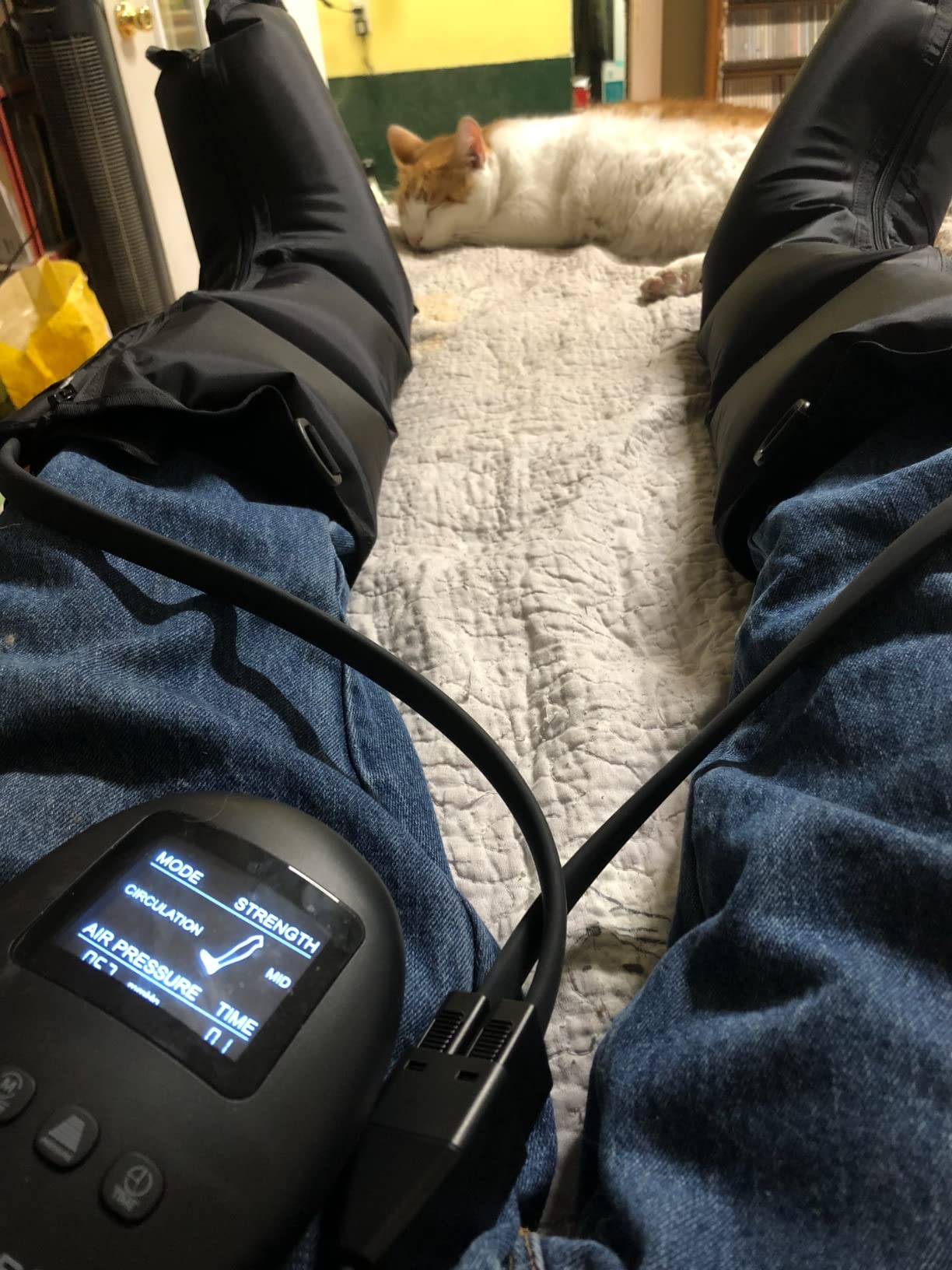 QUINEAR Leg Recovery System for Athletes, Air Compression Recovery Boots Massager for Circulation and Pain Relief - 9 Intensities 60-140 mmHg - FSA-HSA Eligible customer photo 2