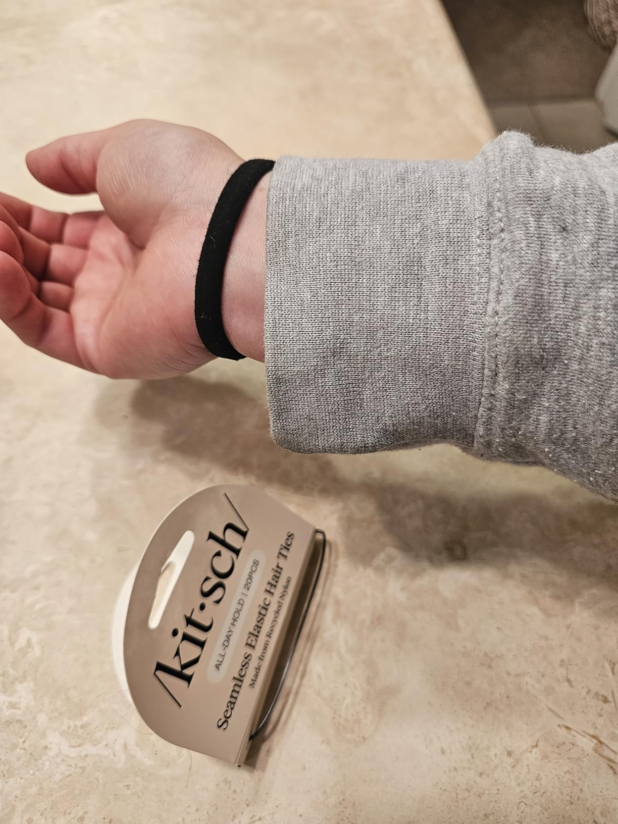 Kitsch Nylon Hair Ties No Damage - Stretchable Hair Bands for Strong All-Day Hold, Ponytail Holders | Hair Accessories for Girls | Ideal Gifts for Women - Black, 12 Pcs customer photo 2