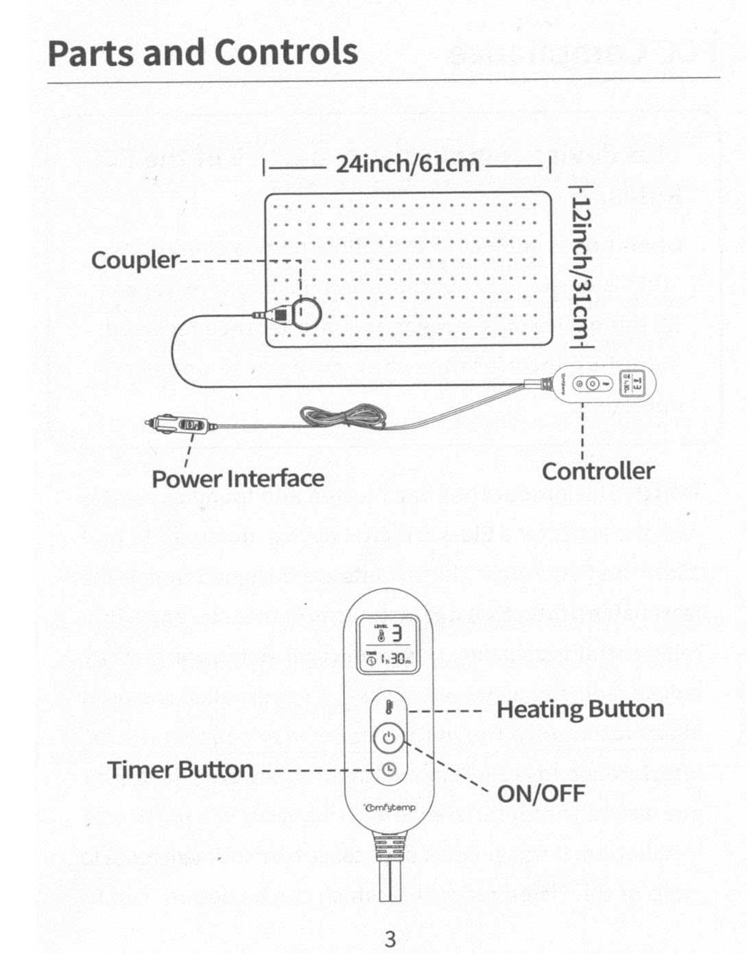 Comfytemp 12V/24V Car Electric Blanket for Back, 4 Heat Settings, 11 Auto-Off, Portable Mini Travel Blanket for Neck, Shoulders, Hip, Waist, Truck, SUV, 12