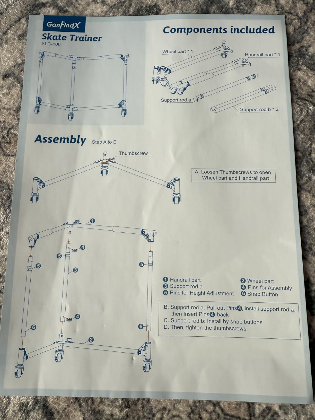 GanFindX Folding Skater Aid for Kids Roller Skating, Roller Skate Trainer for Kids Toddler Adjustable Height Training Walker customer photo 2