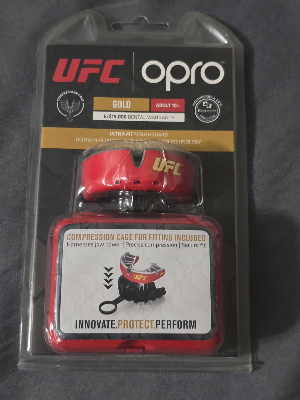 OPRO Gold Level Mouth Guard - Moldable Mouthguard with Premium Comfort Fit, and Multi-Layer Protection for Boxing, MMA, Rugby, Hockey, and Football Mouthpiece - Includes Case (Black/Gold, Adult) customer photo 2