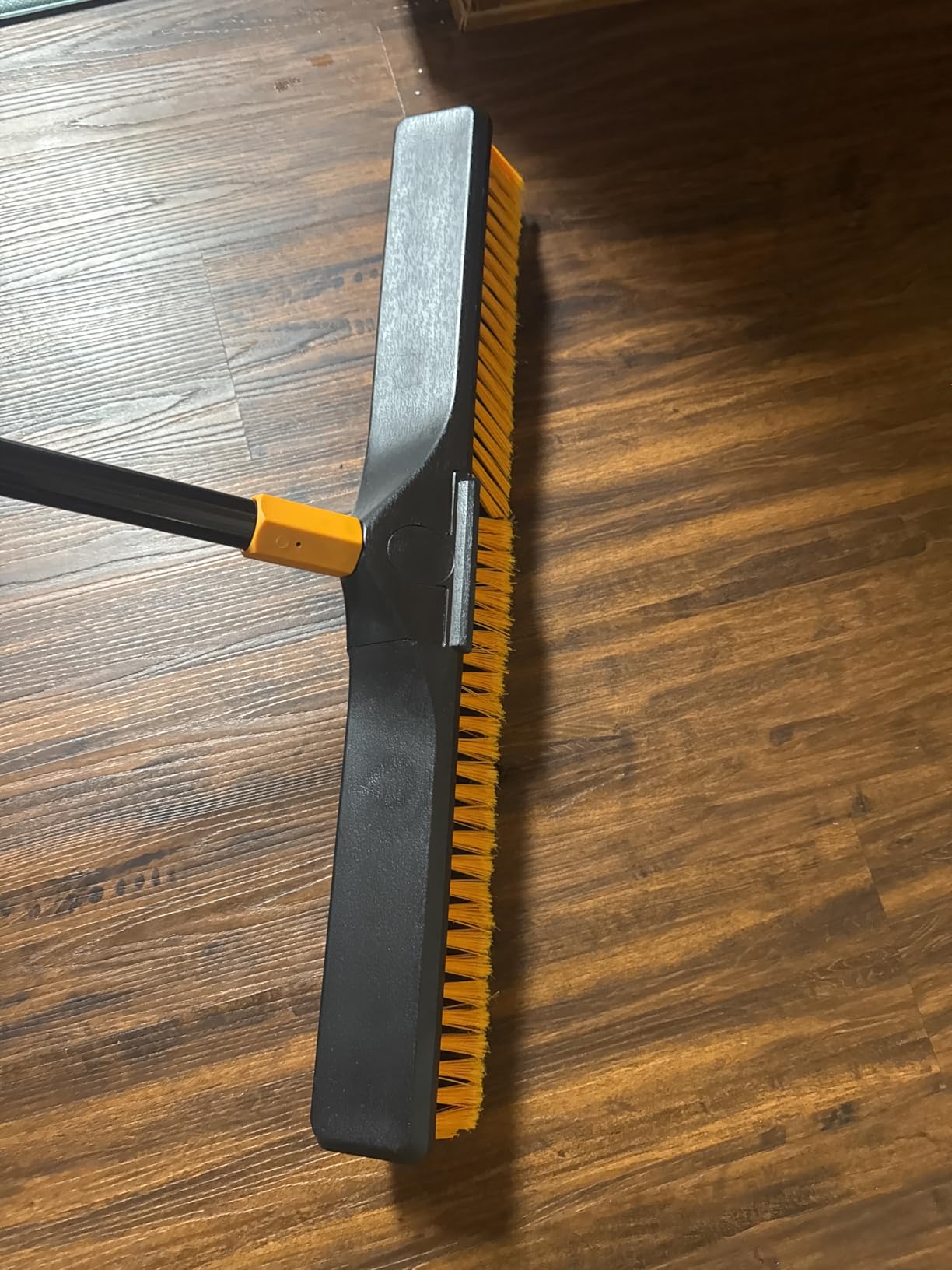CLEANHOME 24 Push Broom Brush for Floor Cleaning with 65 Long Handle and Stiff Bristles, Heavy Duty Brush for Shop, Deck, Garage, Concrete,Indoor and Outdoor Broom,Orange customer photo 2