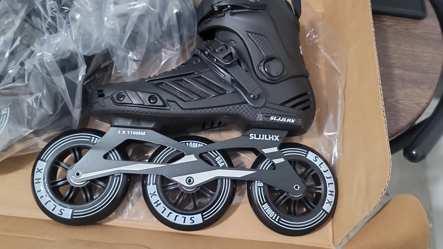 3 Wheels Inline Skates for Men Women, Professional Roller Skates Blades for Male Female, High Performance Adult Speed Skates with 110MM Wheels customer photo 1