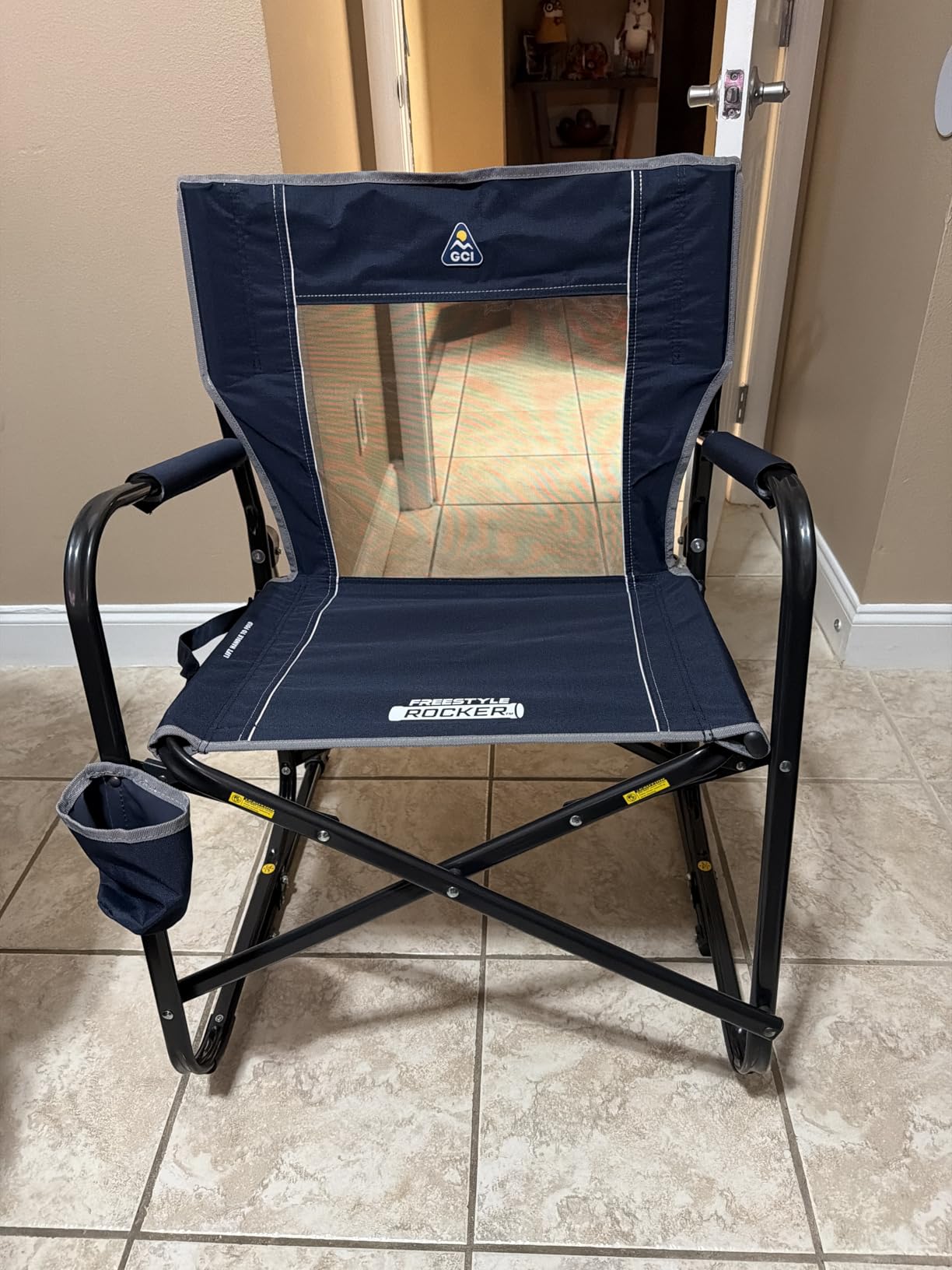 GCI Outdoor Freestyle Rocker Camping Chair | Portable Folding Rocking Chair with Solid, Durable Armrests, Drink Holder & Comfortable Backrest - Grey customer photo 1