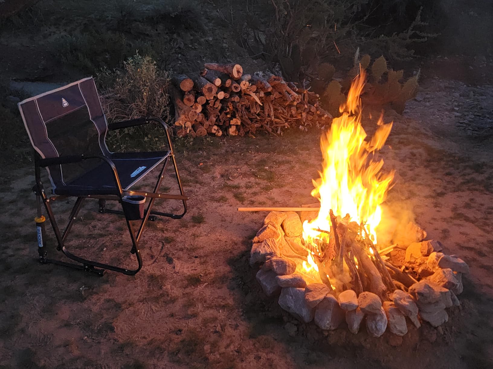 GCI Outdoor Freestyle Rocker Camping Chair | Portable Folding Rocking Chair with Solid, Durable Armrests, Drink Holder & Comfortable Backrest - Grey customer photo 2