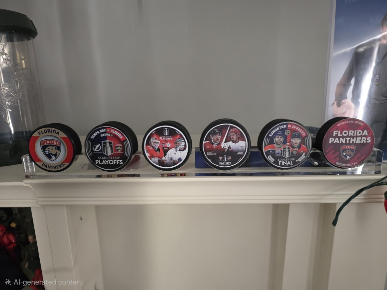 Yulejo 2 Pcs Hockey Puck Display Case Wall Mount Acrylic Holder for 6 Pucks with Smooth Grooves customer photo 1