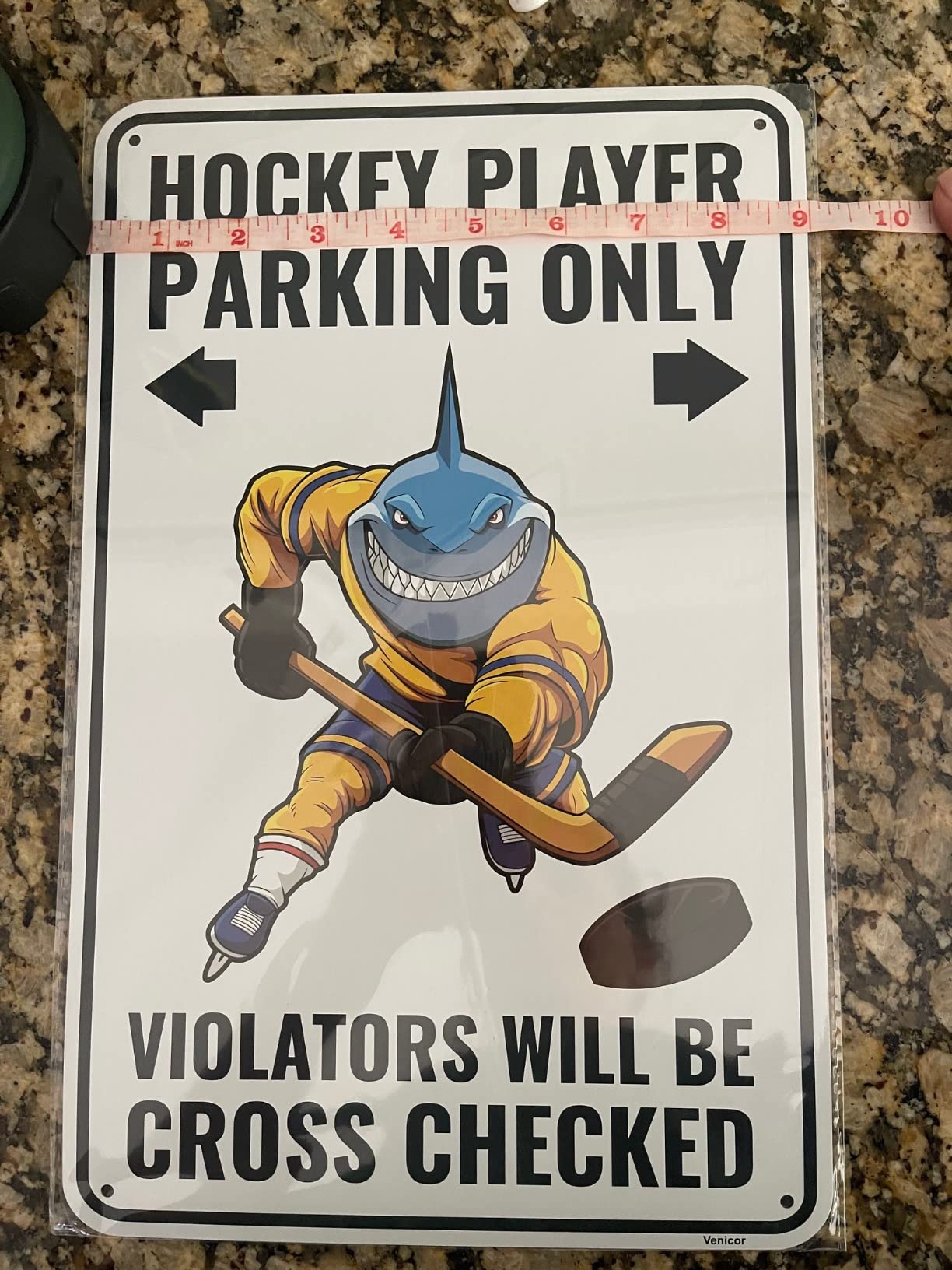 Venicor Hockey Sign - 9 x 14 Inches - Aluminum - Ice Hockey Gifts for Boys Room Decor Birthday Party Favors Stuff customer photo 2