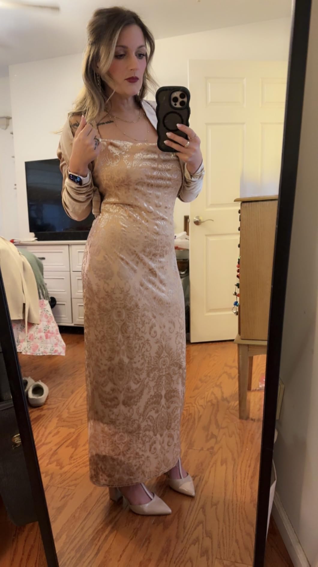 Allegra K Women's Long Sleeve Velvet Shrug Cocktail Party Open Front Cropped Bolero Cardigan Top customer photo 2