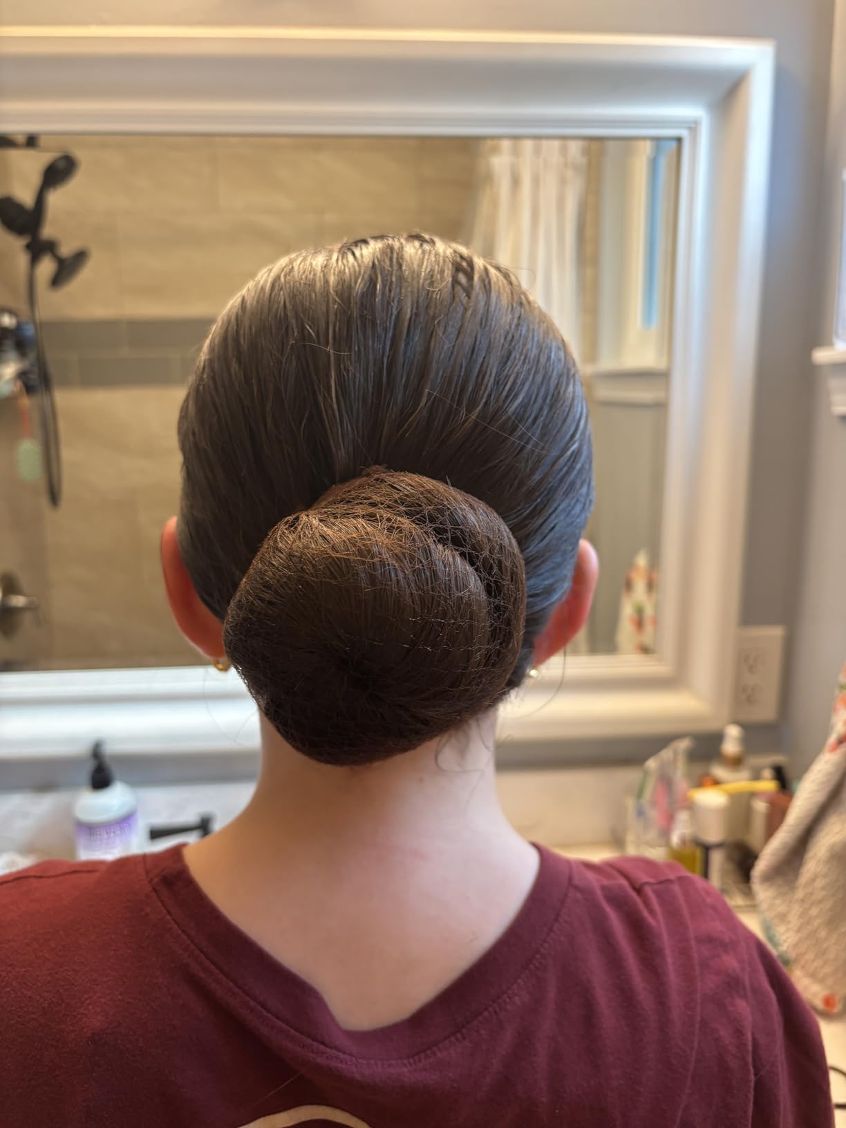 Fandamei Hair Accessories Set: 20PCS Mesh Hair Nets Invisible and 40PCS U Shaped Hair Pins for Women, Girls, Ballet Bun Maker & Dance (Hair Nets- 20 inch(50cm), Hair Pins- 2.4 inch(6cm)), Brown customer photo 2