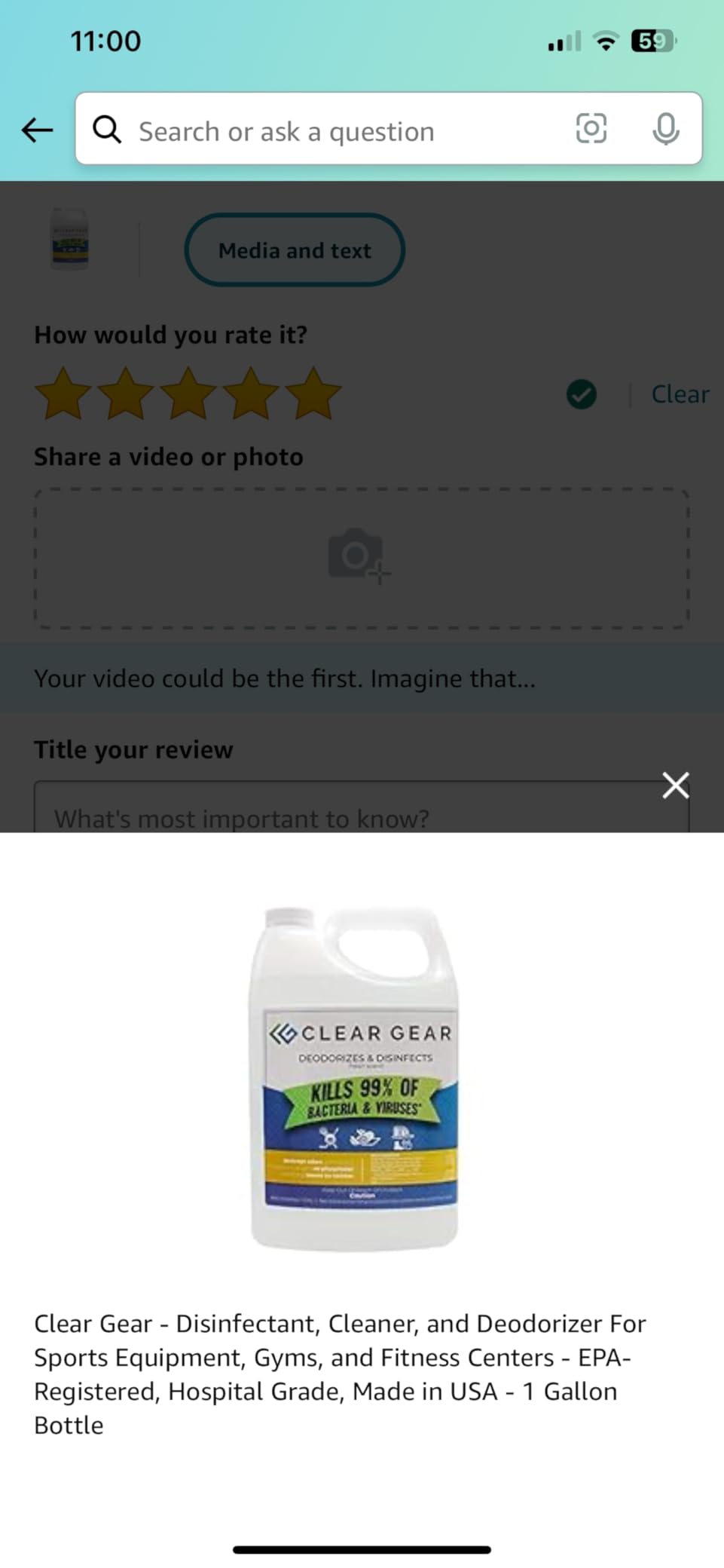 Clear Gear Disinfectant Cleaner for Sports Equipment, Gyms, and Synthetic Ice Surfaces - 32 Oz customer photo 2
