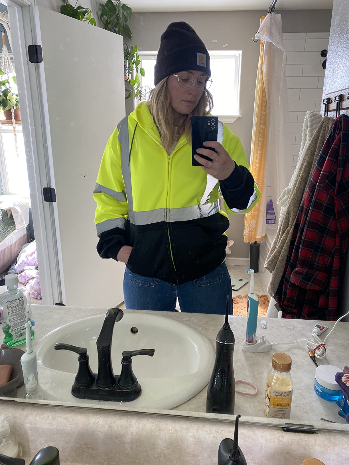 sesafety Class 3 High Visibility Sweatshirt for Men, Hooded Pullover, Hi-Vis Safety Hoodie Pullover Sweatshirt, Reflective Safety with Black Bottom customer photo 1