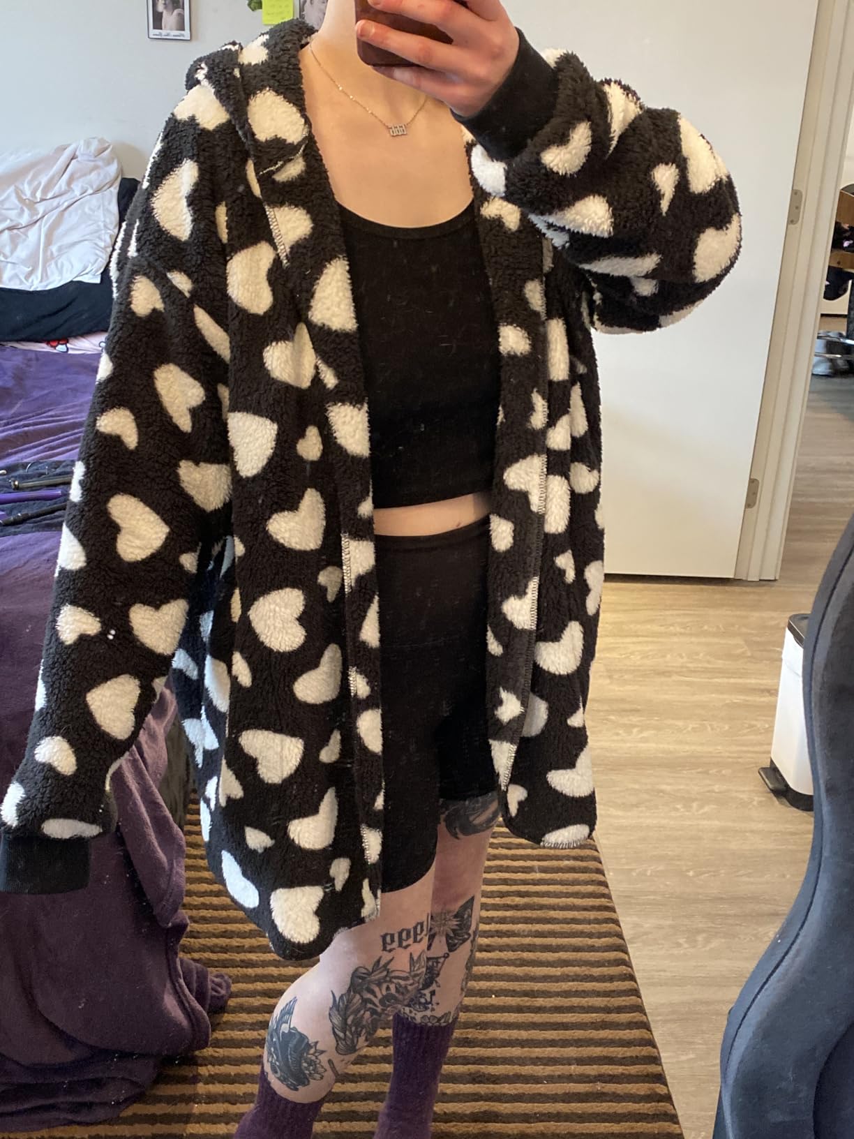 LONGYUAN Womens Jacket Winter Coats Hooded Cardigan Fleece Sweaters customer photo 1