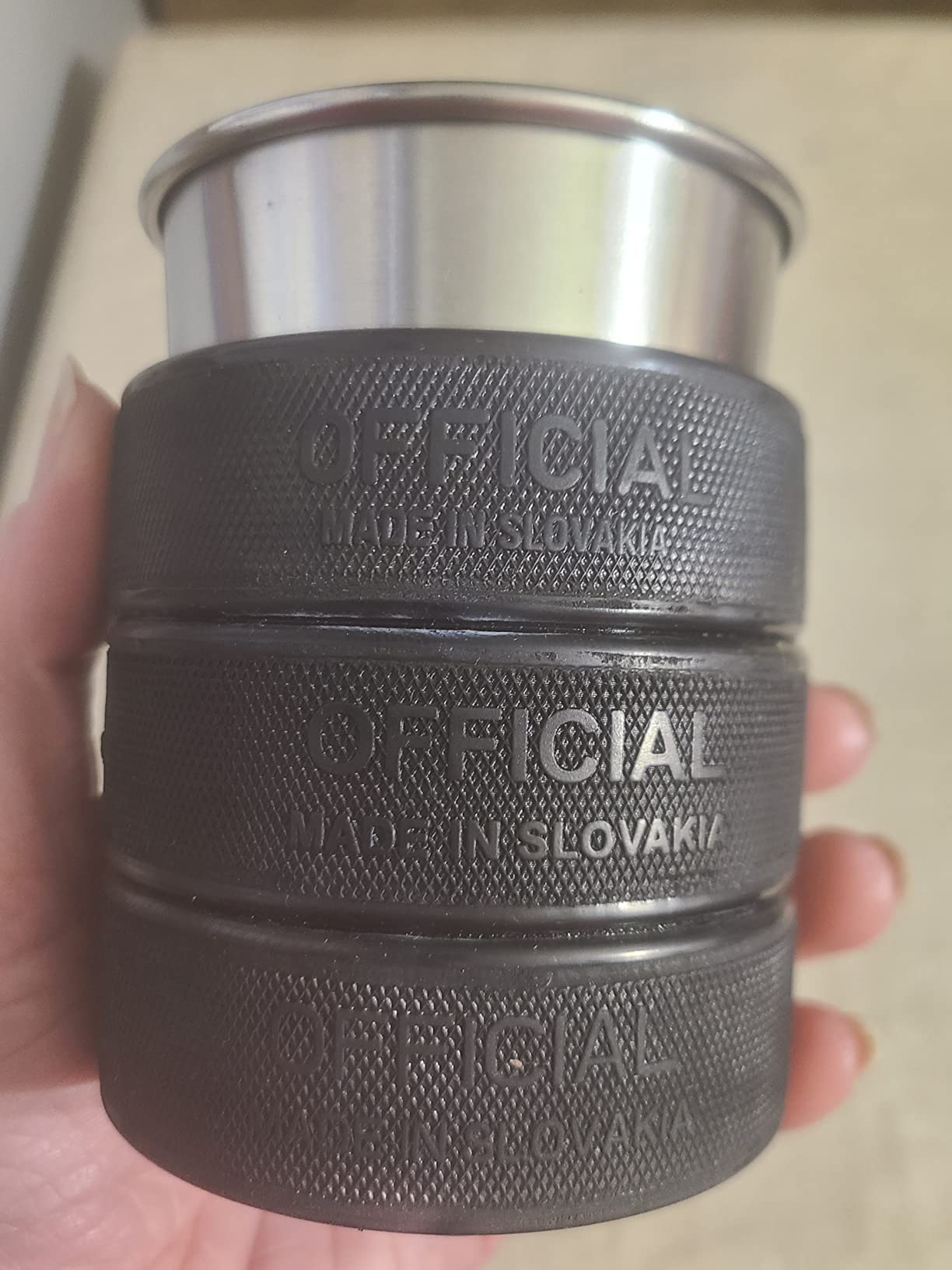 Buffalo Bottle Craft Hockey Puck Rocks Glasses made from real Hockey Pucks & Stainless Steel Cup customer photo 2