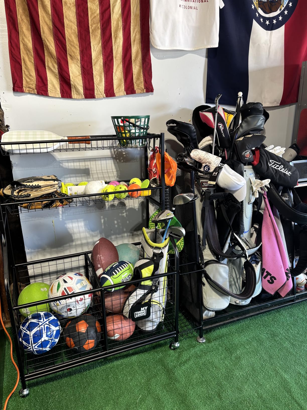 Mythinglogic Sports Equipment Garage Organizer, Garage Ball Storage for Sports Gear and Toys, Rolling Ball Cart with Wheels for Indoor/Outdoor Use customer photo 2
