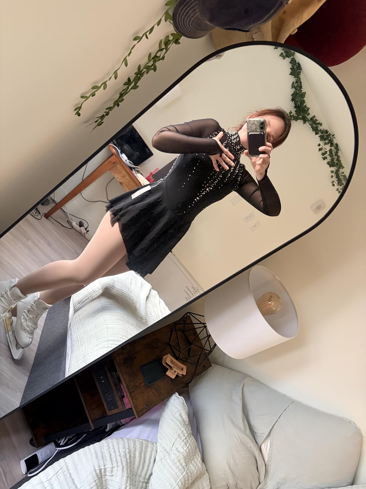 Figure Skating Dress Black Turtleneck Big Open Back Mesh Group Girls Competition Performance customer photo 2