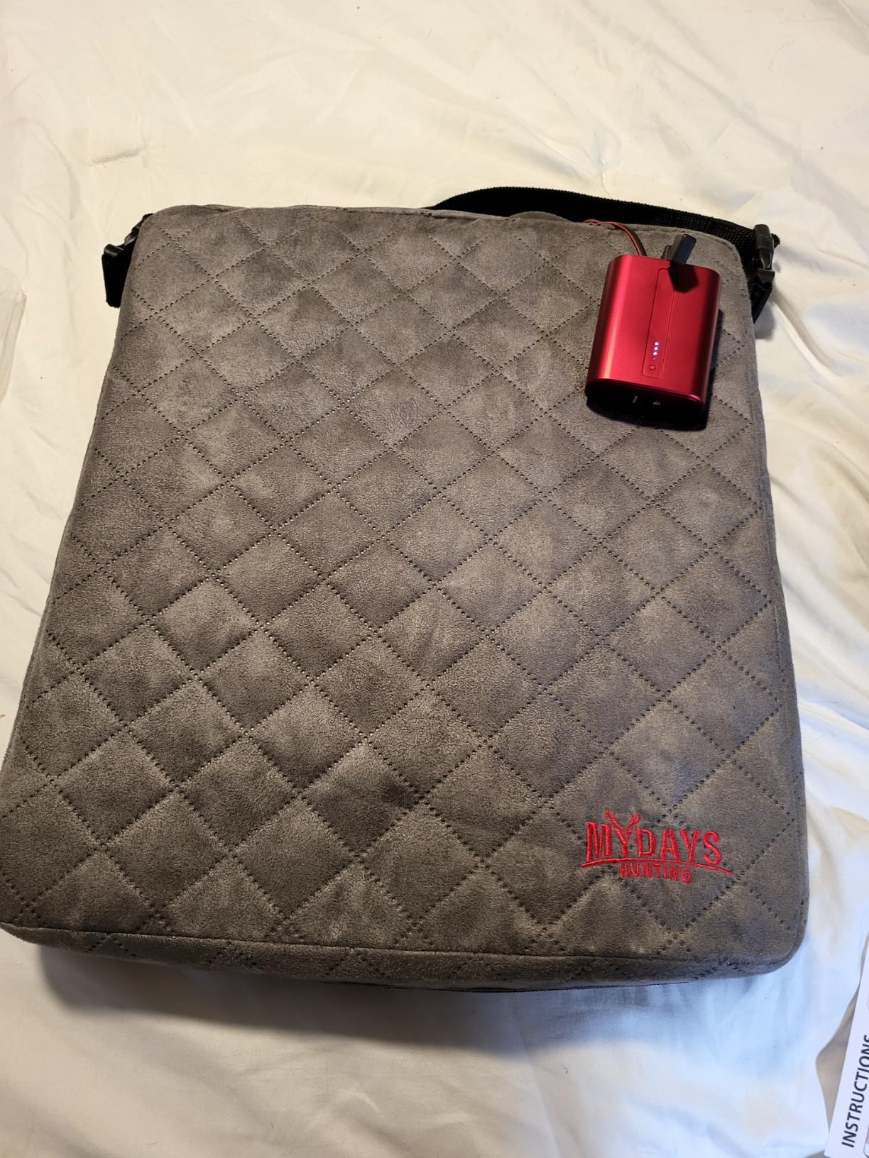 MYDAYS Portable Heated Seat Cushion, Memory Foam Heating Seat Pad for Outdoor Stadium Bleacher Camping, Power Bank Not Included (Black) customer photo 1