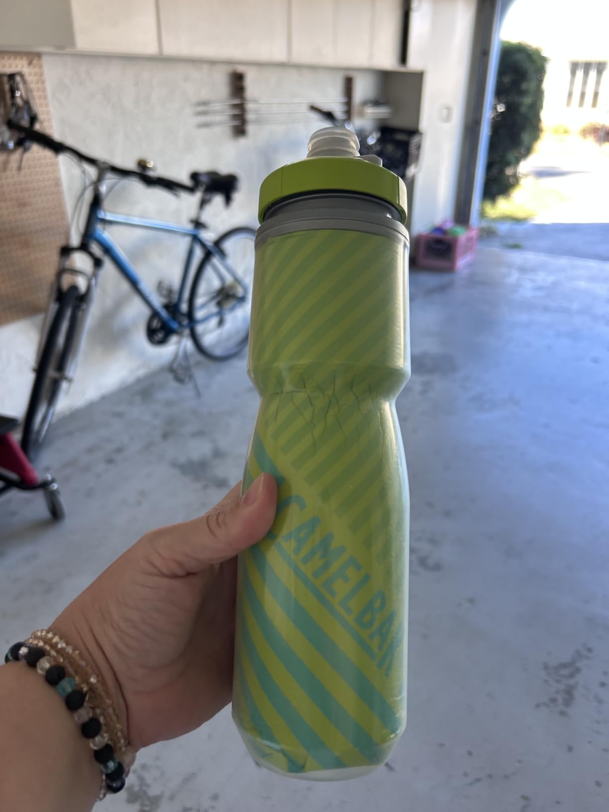 CamelBak Podium Chill Bike Insulated Squeeze Water Bottle Lime/Blue Stripe, 24oz customer photo 2