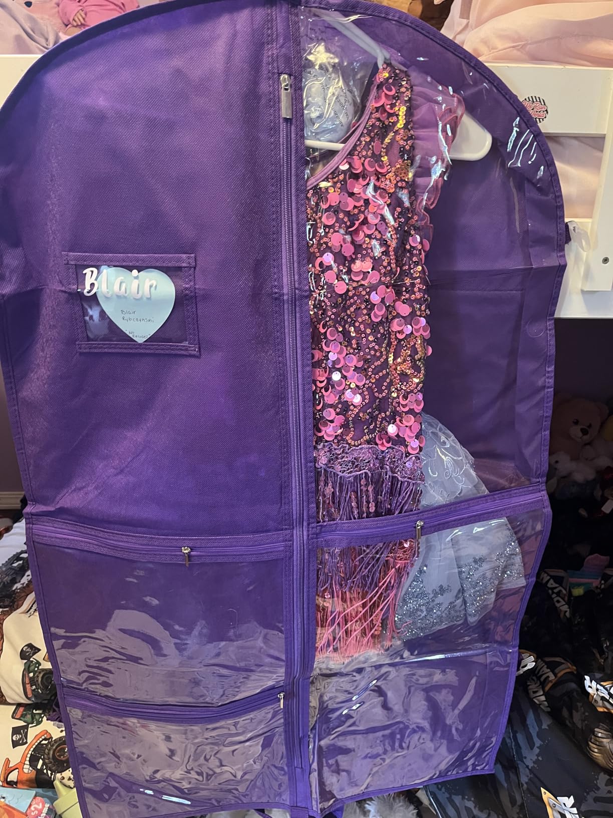 Zilink Black Dance Costume Bags Garment Bag 40 Inch for Dance Competitions with 5 Clear Zipper Pockets and Handles for Dance Competition Closet Storage customer photo 1