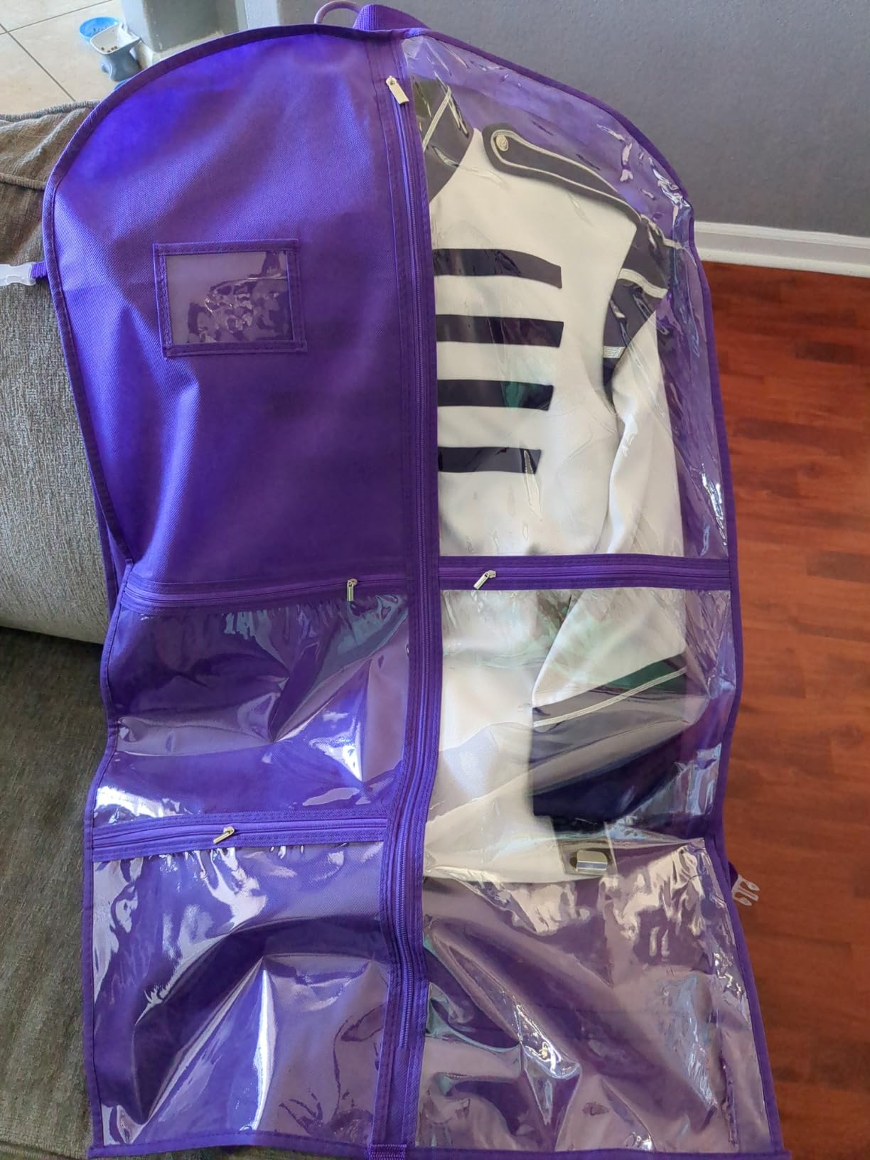 Zilink Black Dance Costume Bags Garment Bag 40 Inch for Dance Competitions with 5 Clear Zipper Pockets and Handles for Dance Competition Closet Storage customer photo 2