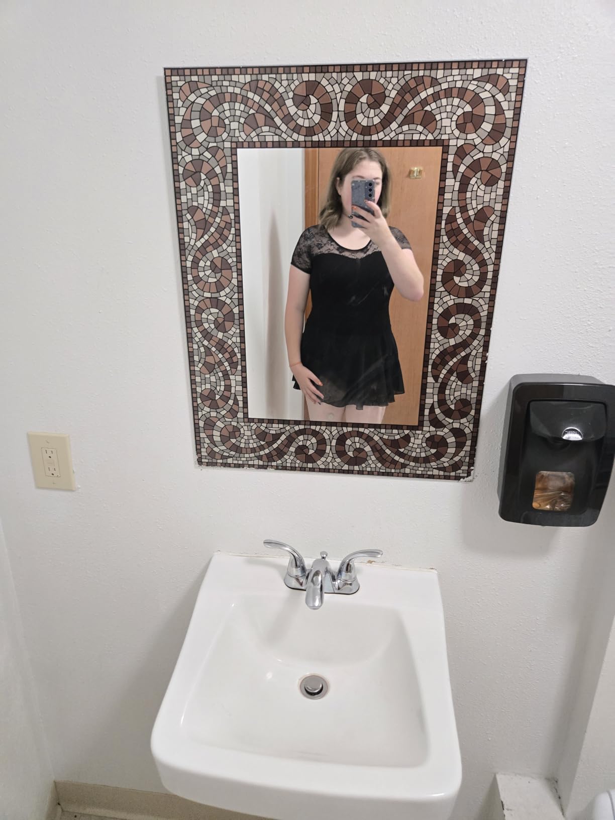 Women's Turtleneck Dance Leotard With Skirt Adult Lace Long Sleeve Ballet Dress customer photo 2