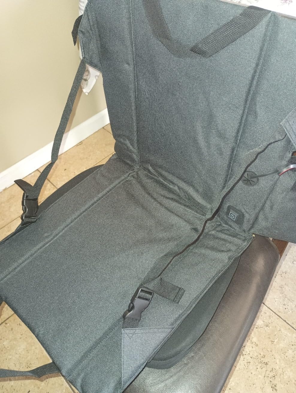 Heated Stadium Seat Cushion Pad Cordless Rechargeable 149F USB Battery Heated Bleacher Cushion Portable Heating Pad with Backrest Heating for Outdoor Camping, Fishing - 3 Heat Settings (NO Power Bank) customer photo 1