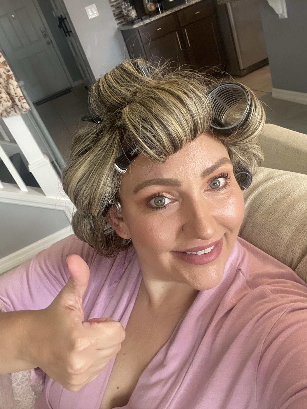 Hair Curler Rollers for Women 24PCS Heatless Hair Roller with 12PCS Clips, 4 Sizes (Jumbo Large Medium Small) Self Grip Holding Hair Rollers for Long Medium Short Thick Fine Volume Thin Bangs Hair customer photo 1