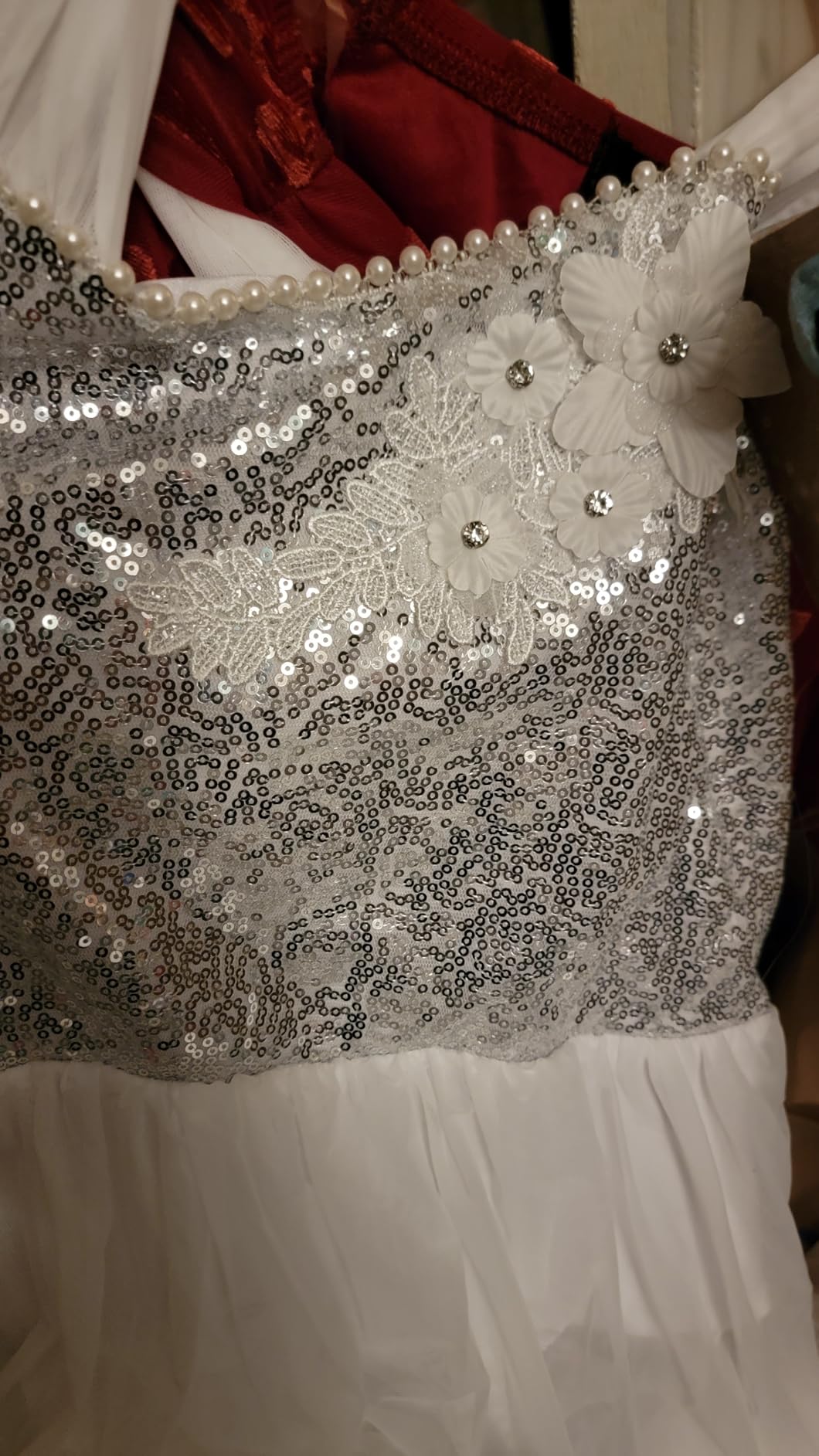 Sequin Flower Lyrical Dance Dress for Women Cross Straps Leotard High Low Flowy Mesh Skirt Contemporary Dance Costume customer photo 1