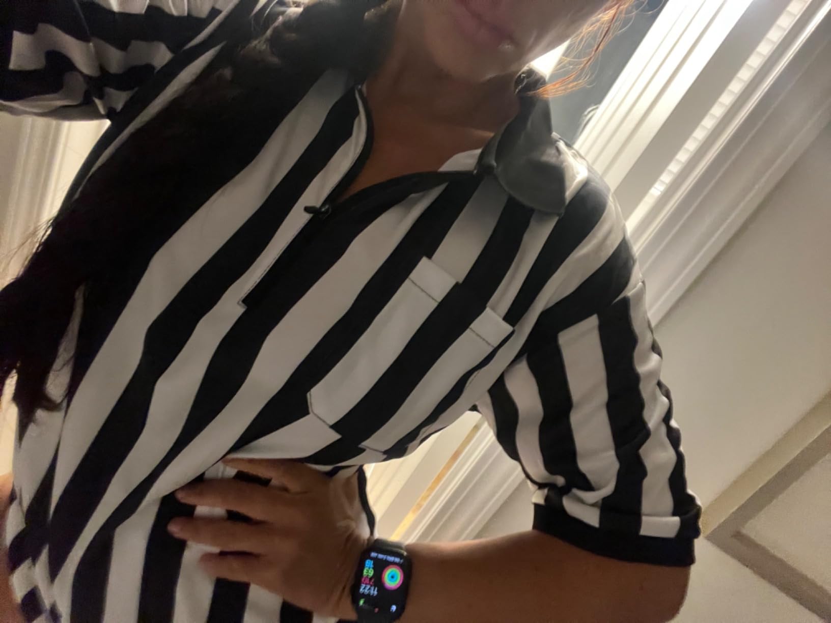 redgino Men's Referee Shirt Women Black & White Stripes Football Soccer Basketball Umpire Jersey Halloween customer photo 1