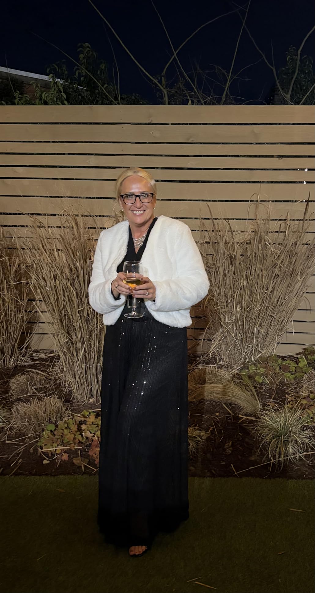 Allegra K Cropped Jacket for Women's Faux Fur with Pockets Long Sleeve Open Front Wedding Bolero Gowns Coat customer photo 1