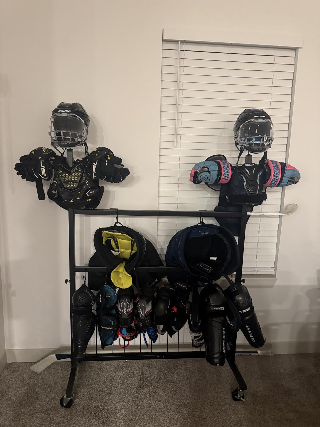 Hockey Gear Drying Rack - Ice Hockey Stick Holder Field Hockey Equipment Dryer - Large Hockey Display Storage Rack customer photo 1