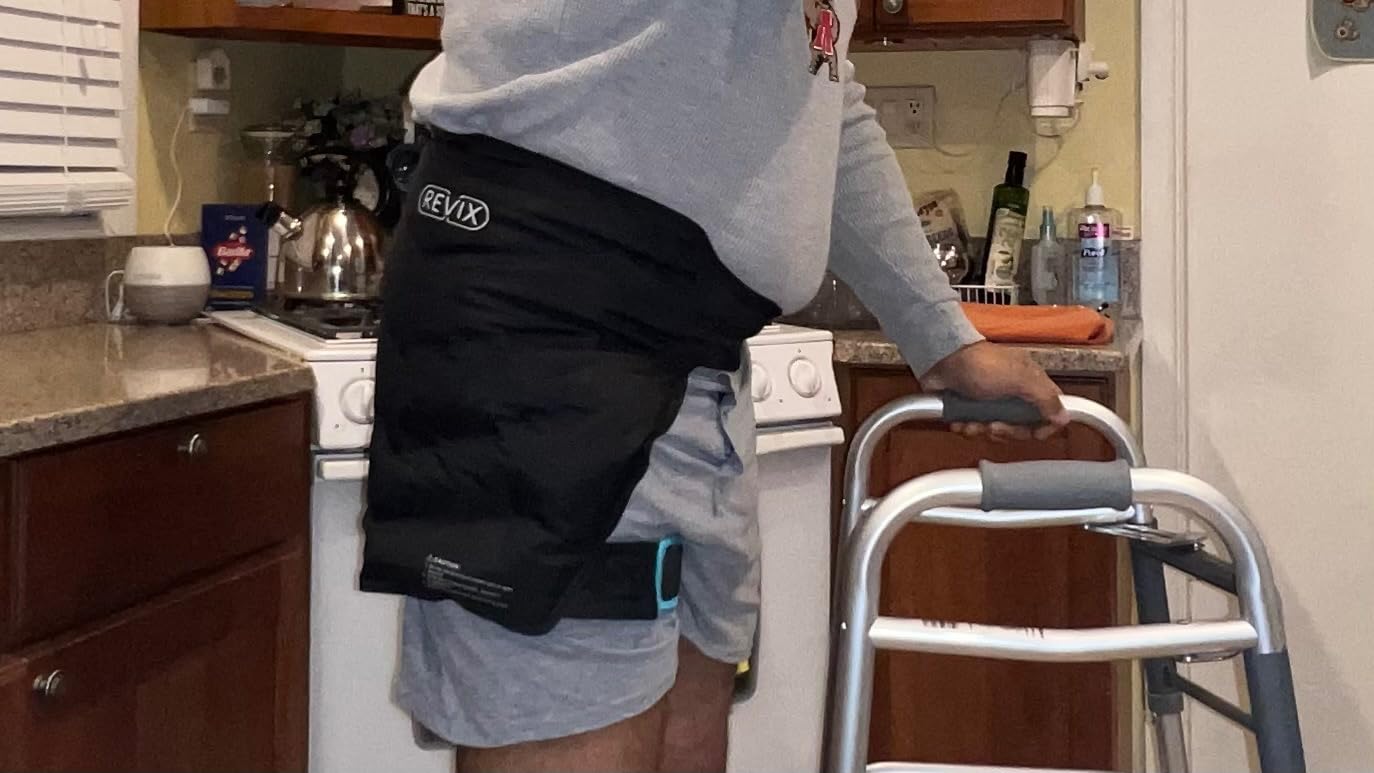 REVIX Extra Large Hip Ice Pack Wrap After Surgery, Reusable Gel Cold Pack for Hip Replacement Recovery, Sciatic Nerve, Cold Therapy Hip Flexor Compression Wrap, Black customer photo 2