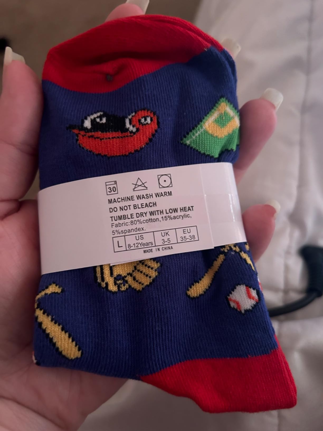 Belloxis Funny Athletic Socks 5 Pcs, Multi-Sport Design (Basketball, Baseball, Soccer, Hockey), Crew Socks for Boys Girl customer photo 1