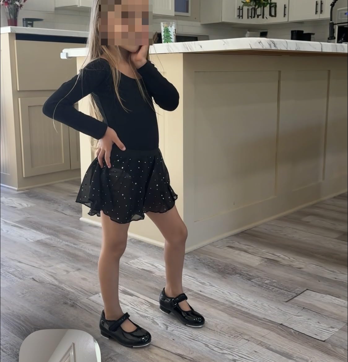 Girls Ballet Leotards Toddler Long Sleeve Crisscross Back Dance Dress Outfit with Removable Shiny Skirt Combo customer photo 1