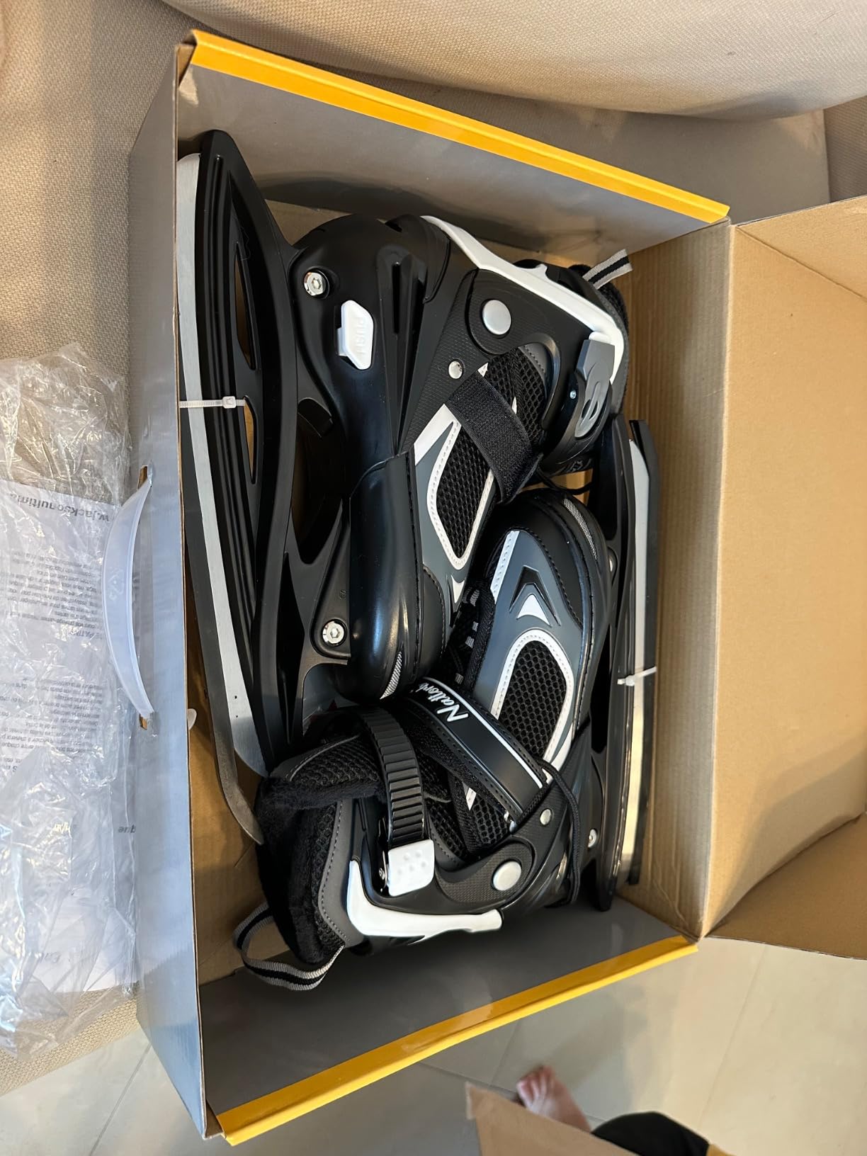 MammyGol Adjustable Ice Skates for Kids Youth Hockey Lace-Up for Beginner Age 4-12 customer photo 2