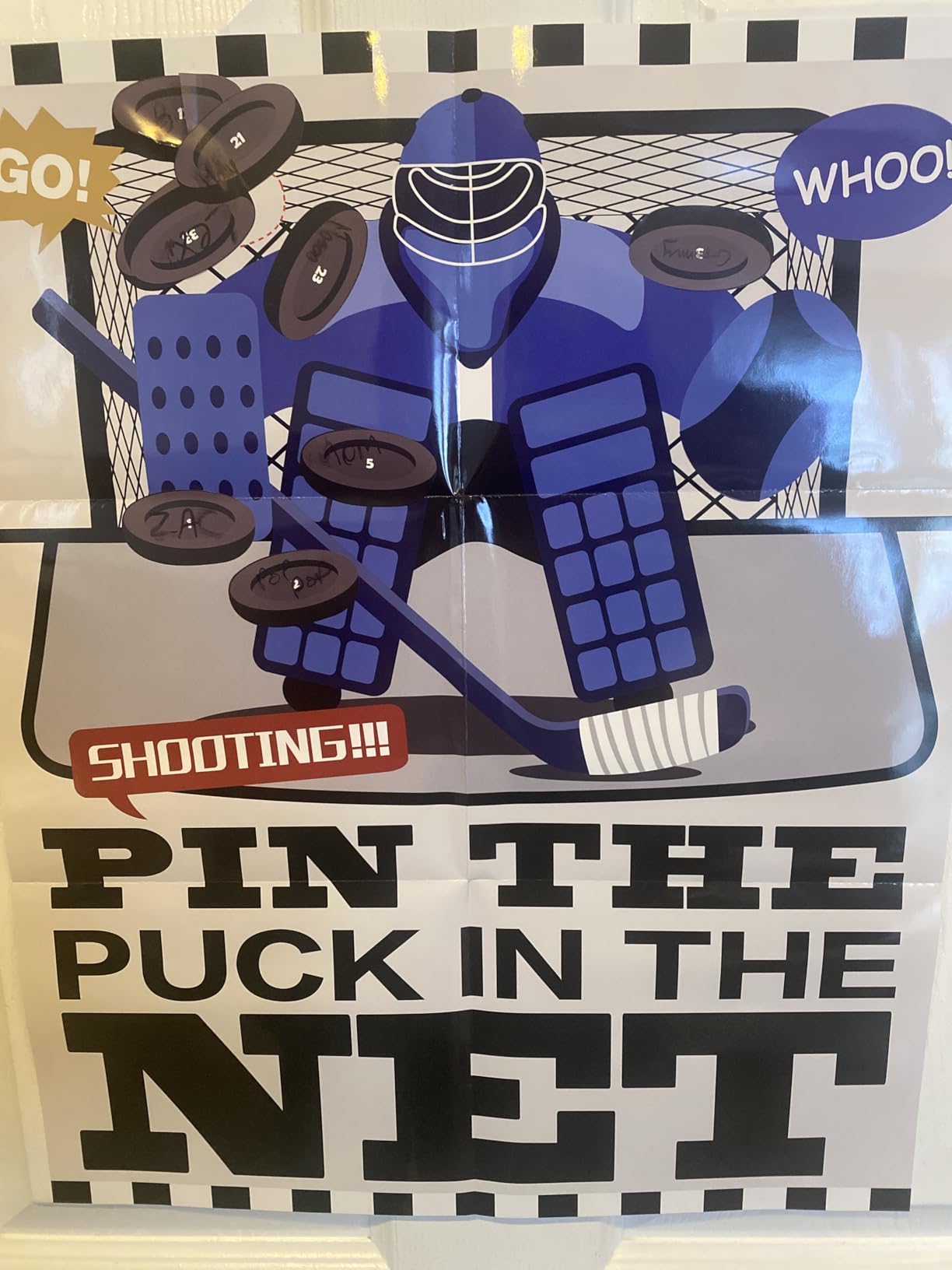 Pin The Puck on The Net, Hockey Party Birthday Party Games, Ice Hockey Holiday Party Fun Games Supplies Decorations Decor for Kids Families Adult Groups customer photo 1