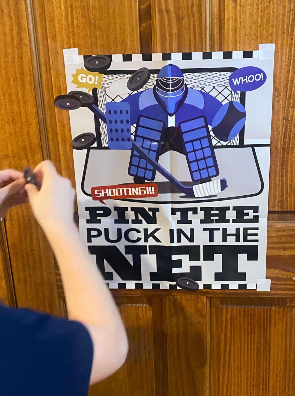 Pin The Puck on The Net, Hockey Party Birthday Party Games, Ice Hockey Holiday Party Fun Games Supplies Decorations Decor for Kids Families Adult Groups customer photo 2