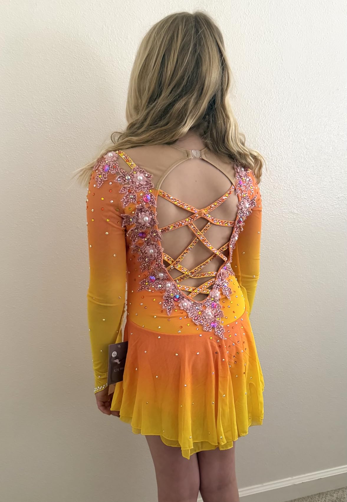 Figure Skating Dress Yellow Gradient and Embroidery Pattern Competition Performance customer photo 1