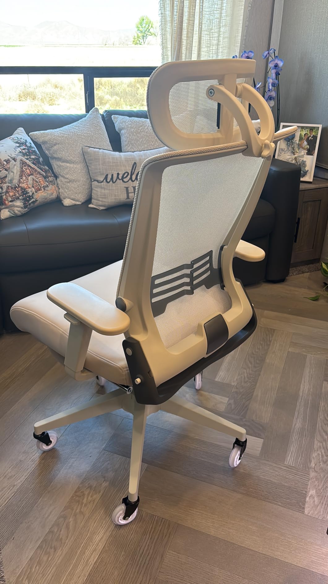 Foldable Office Chair with Foot Rest, Ergonomic Office Chair with Adjustable Lumbar Support, Headrest, Armrest, Home Office Desk Chairs for Space Saving, Work from Home customer photo 1