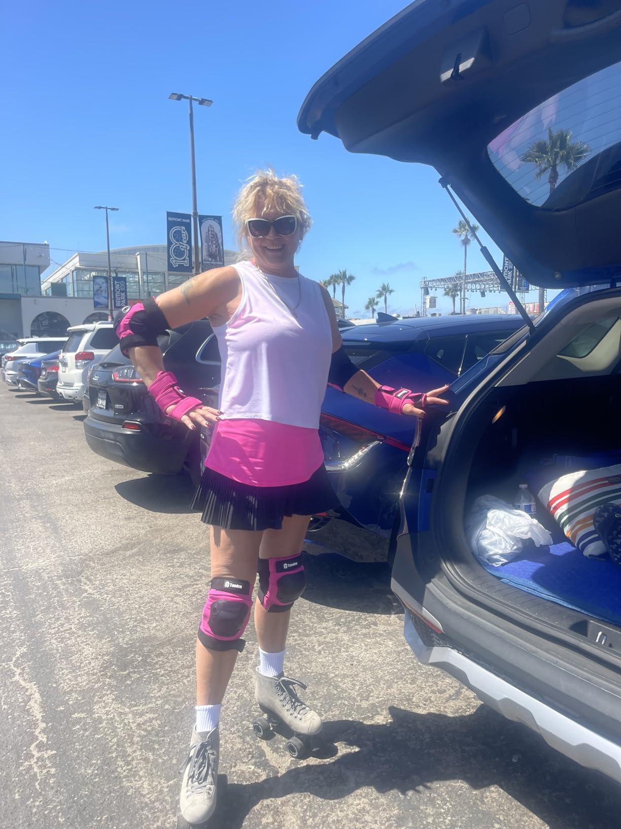 Skateboard Protective Gear Knee Pads and Elbow Pads Set, Elbow and Knee Pads for Roller Skating Wrist Guards Skateboarding Pads customer photo 2