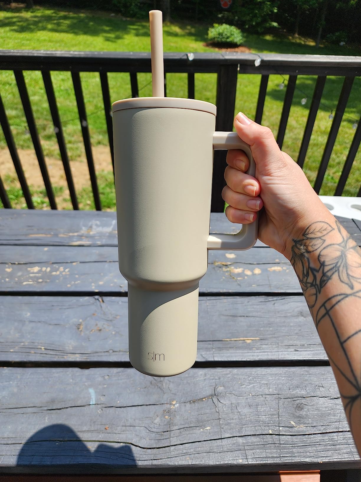 Simple Modern 40 oz Trek Tumbler with Handle and Straw Lid | Cup Holder Friendly Insulated Stainless Steel Travel Mug | Strawberry Fields customer photo 2