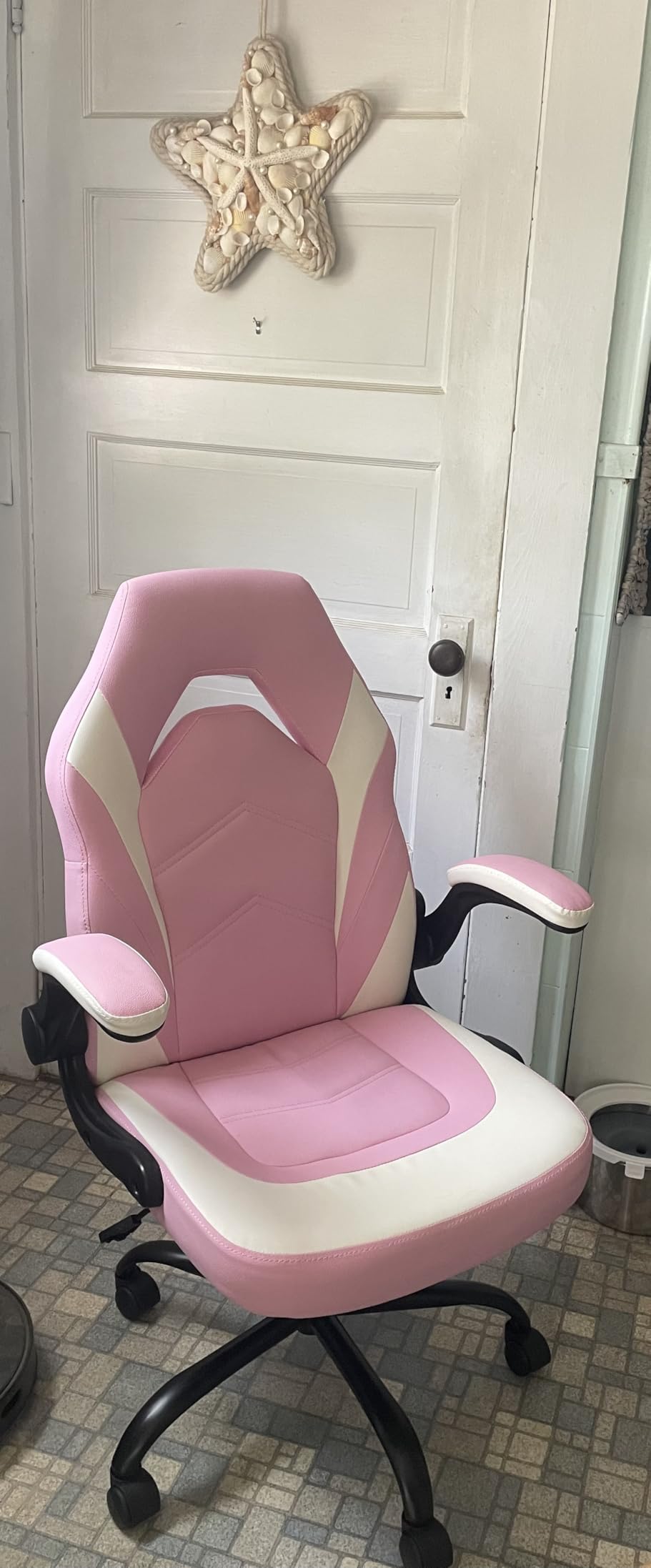 DUMOS Ergonomic Computer Gaming Chair - Home Office Desk with PU Leather Lumbar Support, Height Adjustable Big and Tall Video Game with Flip-up Armrest, Swivel Wheels for Adults and Teens customer photo 2