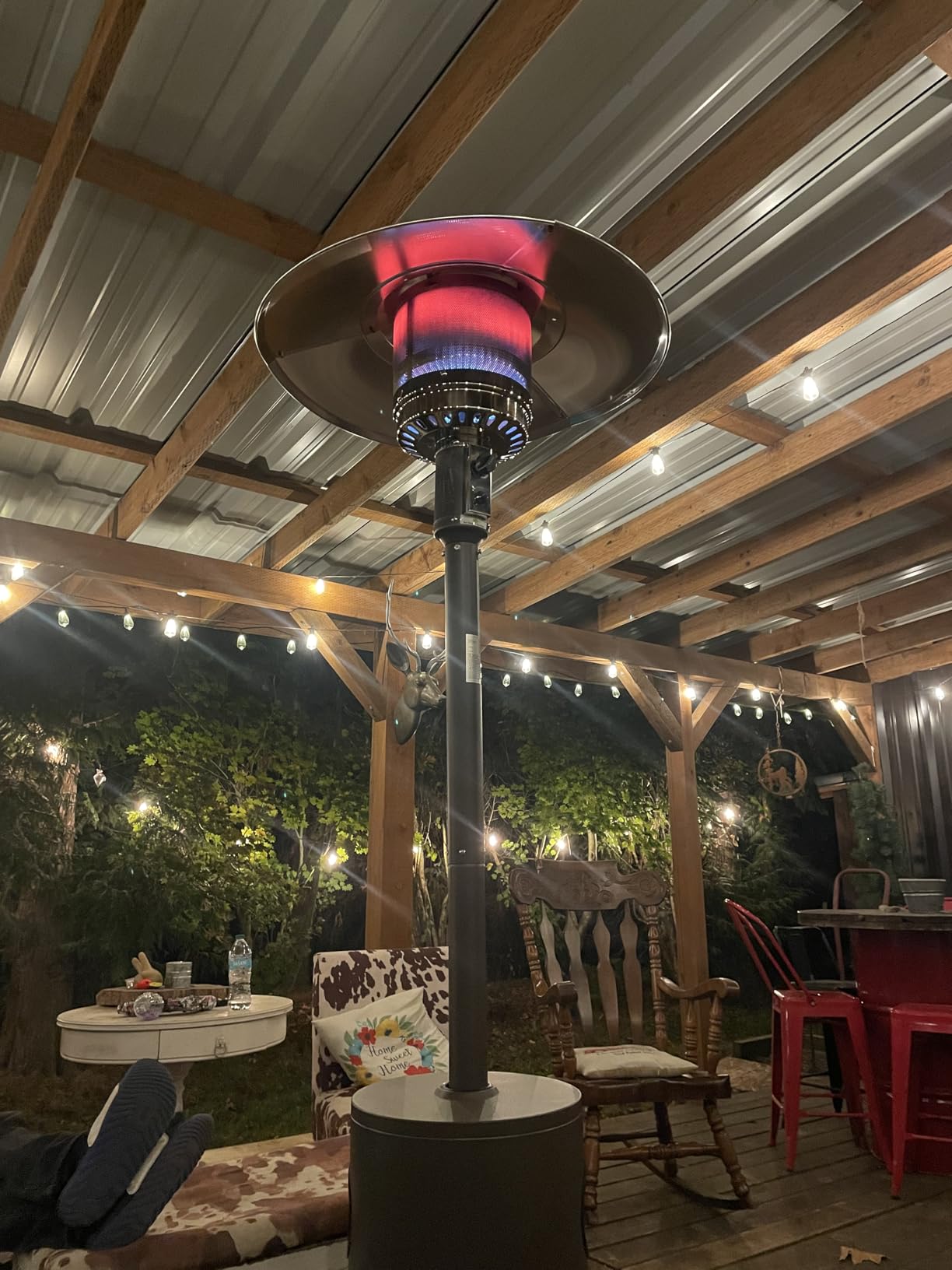 EAST OAK 48,000 BTU Patio Heater for Outdoor Use With Round Table Design, Double-Layer Stainless Steel Burner and Wheels, Outdoor Patio Heater for Home and Commercial, Bronze customer photo 2
