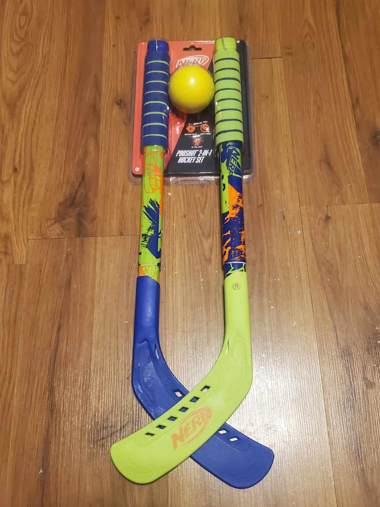 Franklin Sports NERF Proshot Kids Hockey Sticks + Ball Set - 2 Player Youth Indoor + Outdoor Set - 2 in 1 Knee + Floor Hockey - (2) NERF Proshot Youth Sticks + (1) Foam Ball Included customer photo 1